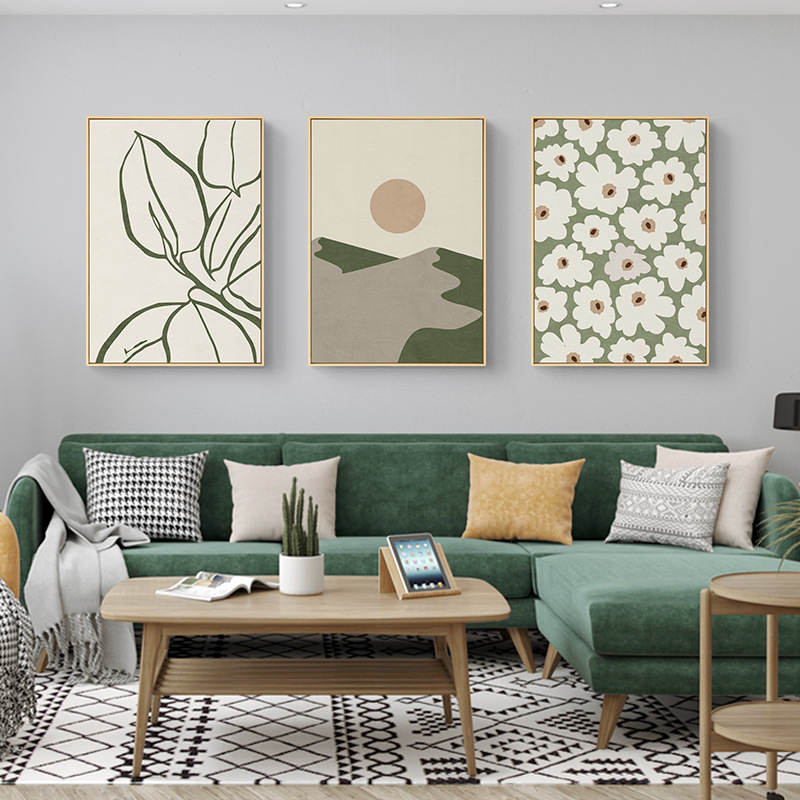 Nordic Log Style Decorative Painting Art Living Room Sofa Background Wall Painting Small Fresh Green Mural Restaurant Hanging Painting