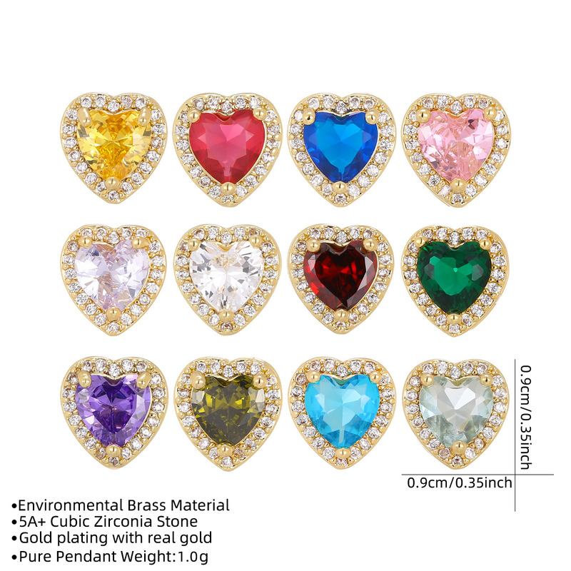 Cross-Border Amazon Best-Selling Heart-Shaped December Birthstone Necklace Bracelet DIY Accessories Copper Gold-Plated Zircon Pendant Cross-Border Amazon Best-Selling Heart-Shaped December Birthstone Necklace Bracelet DIY Accessories Copper Gold-Plated Zircon Pendant
