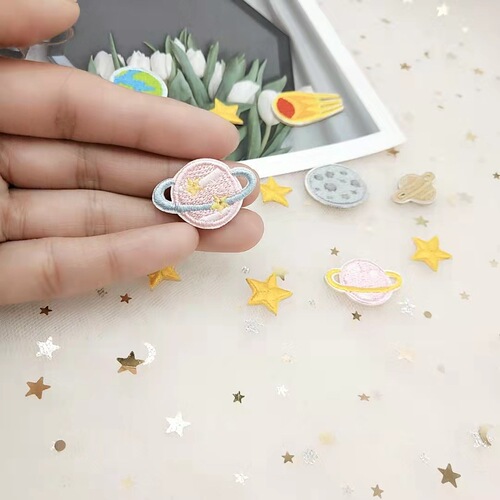 Nalike cute small space planet embroidery cloth stickers small star hand ledger bag decoration clothes patch self-adhesive