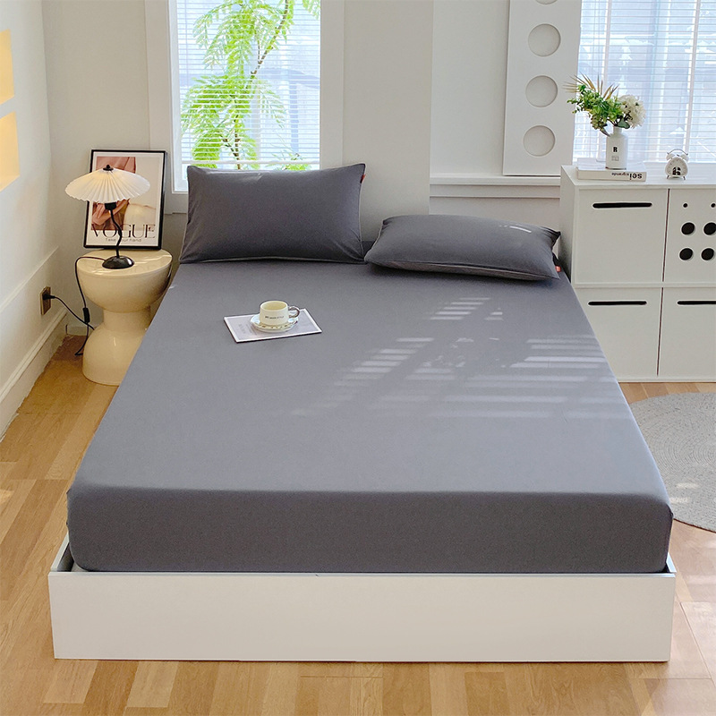 Fitted Sheet Single Piece Thickeneded Type a Pure Color Washed Cotton 32 Count Brushed Maternal and Infant Grade Mattress Cover Wholesale Dormitory Bed Cover