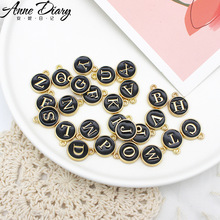 字母吊牌合金双面滴油DIY饰品配件26个字母黑白粉蓝ABC简约小挂件