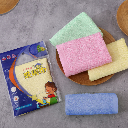 Dish-washing towel, oil-removing wood fiber 25*25 small square towel, non-stick oil, clean and absorbent, household kitchen small towel batch