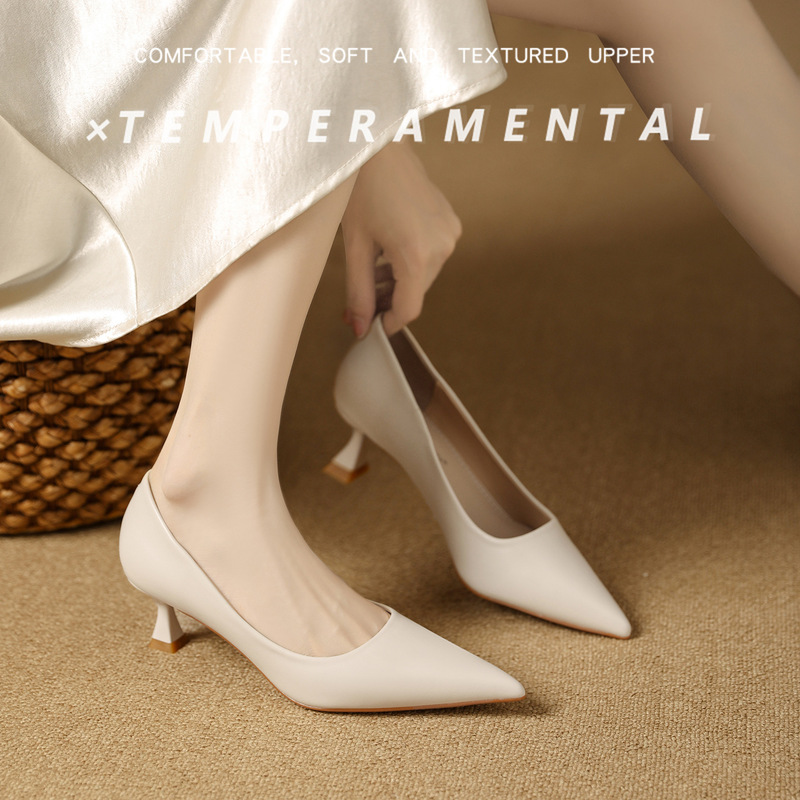 Women's Shoes for Summer, New Design with a Sense of Style, Niche Shallow-Mouthed Single Shoes, Low Heels, Comfortable and Not Tiring on the Feet, Commuter Style High Heels