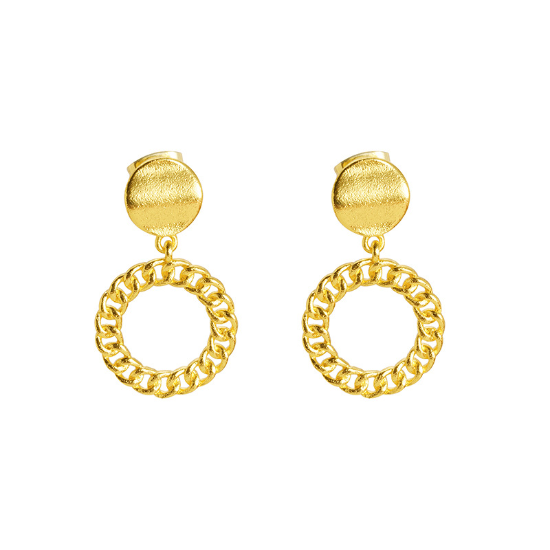 Sand Gold Circle Twill Earplugs femenina temperamento superior simple nicho ins accesorios de estilo Yiwu una generación