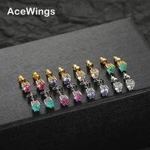 欧美嘻哈爱心耳钉 外贸爆款铜镶彩色锆石心形耳钉 心形石头耳饰女