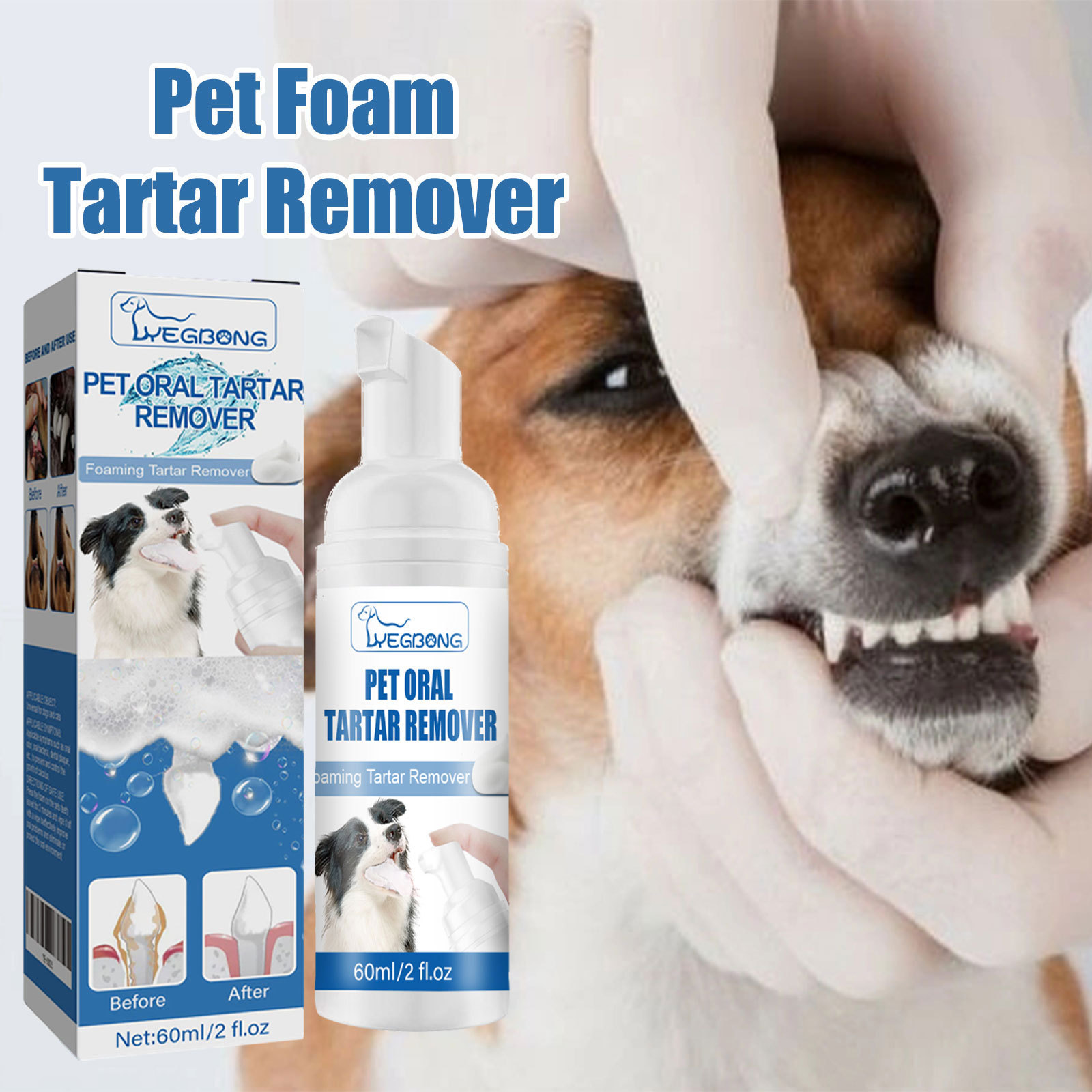 Yegbong Pet Foam Oral Cleaning Foam Gentle Teeth Cleaning and Stain Removal Foam Cleaner
