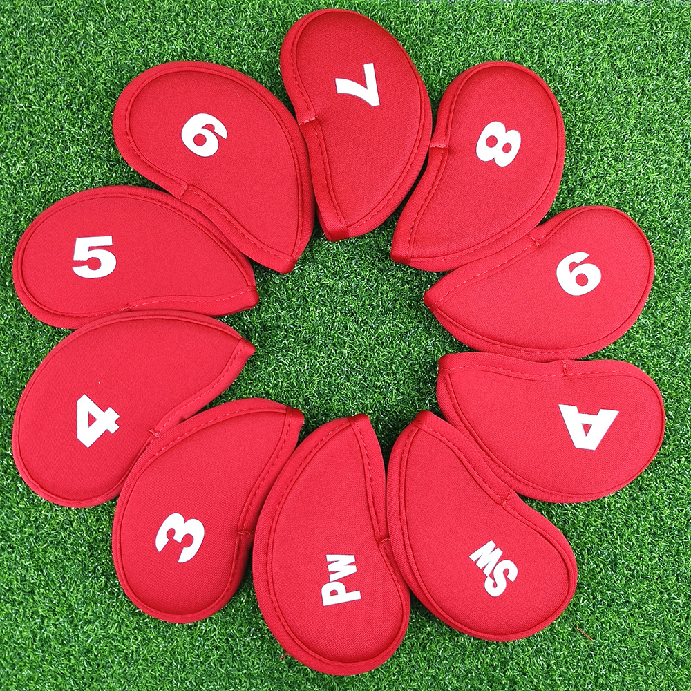 10 piezas/juego de juego de palos de golf, cubierta protectora de palos, cubierta de hierro simple digital, cubierta de gorra de bola de tela