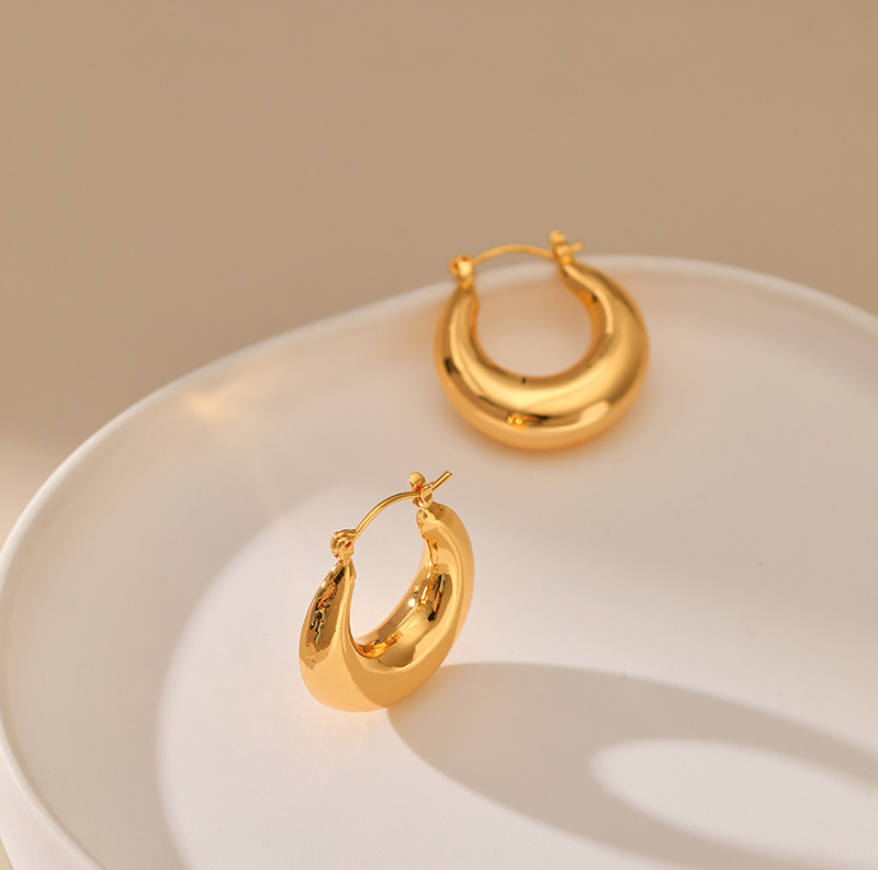 Retro Solid Color Copper Plating Hoop Earrings 1 Pair