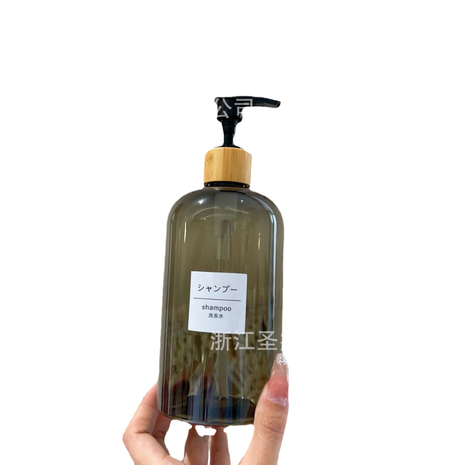 En stock traje de gran volumen líquido Negro hombres plástico botella vacía grano madera cabeza la bomba champú loción gel ducha