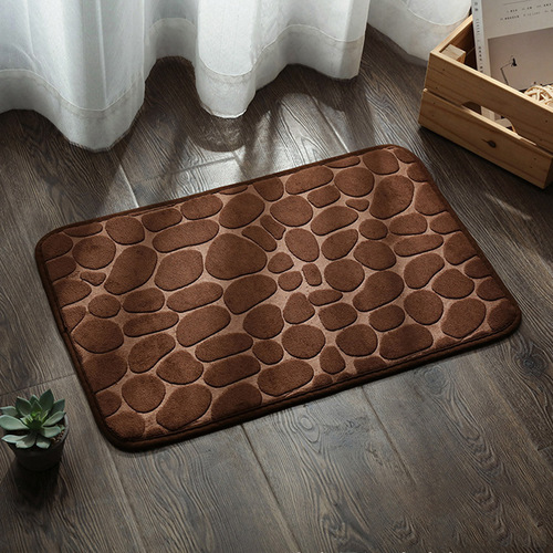 Small stone pressed flower bathroom sponge anti-slip absorbent mat household durable easy to clean pebble mat