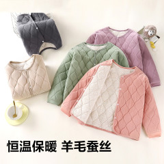 儿童保暖校服学生内胆秋冬新款男童三层夹棉女童加厚外套棉衣童装