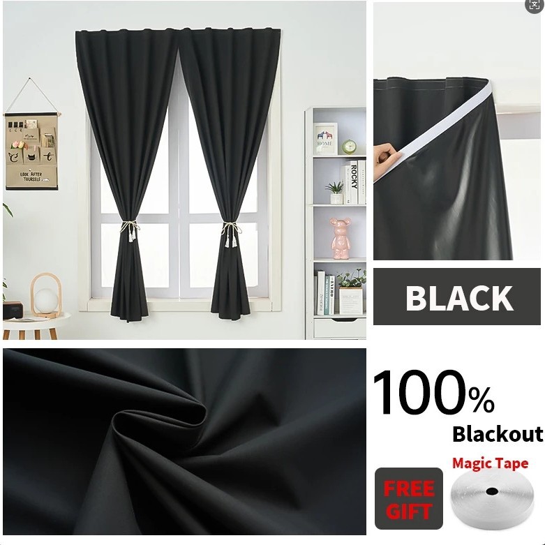 Cortina de sombreado negro nuevo balcón de dormitorio ventana flotante aislamiento solar sombreado sin agujeros velcro maestra