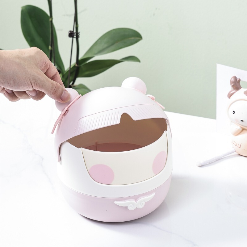 Nata Same Style Desktop Trash Can Internet Celebrity Cute Flip Office Wastebasket Miscellaneous Storage Bin Wholesale