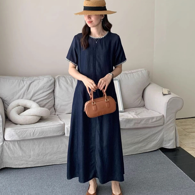 Linen Denim Dress for Women 2026 New Summer Loose Slimming Mid-Length Fashionable Age-Reducing Dress for Women Linen Denim Dress for Women 2026 New Summer Loose Slimming Mid-Length Fashionable Age-Reducing Dress for Women