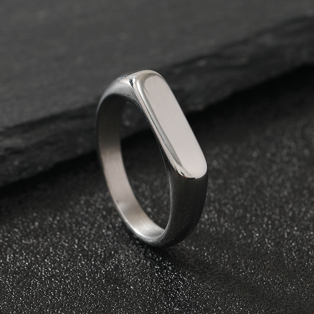 Men's Gender Plating Design Gothic Cool Style Geometric Customization Laser Engraving Solid Color Titanium Steel Plating Men's Rings Men Signet Rings