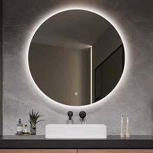 新品镜子挂墙浴室镜卫生间智能洗手间带灯圆镜壁挂防雾led发光镜