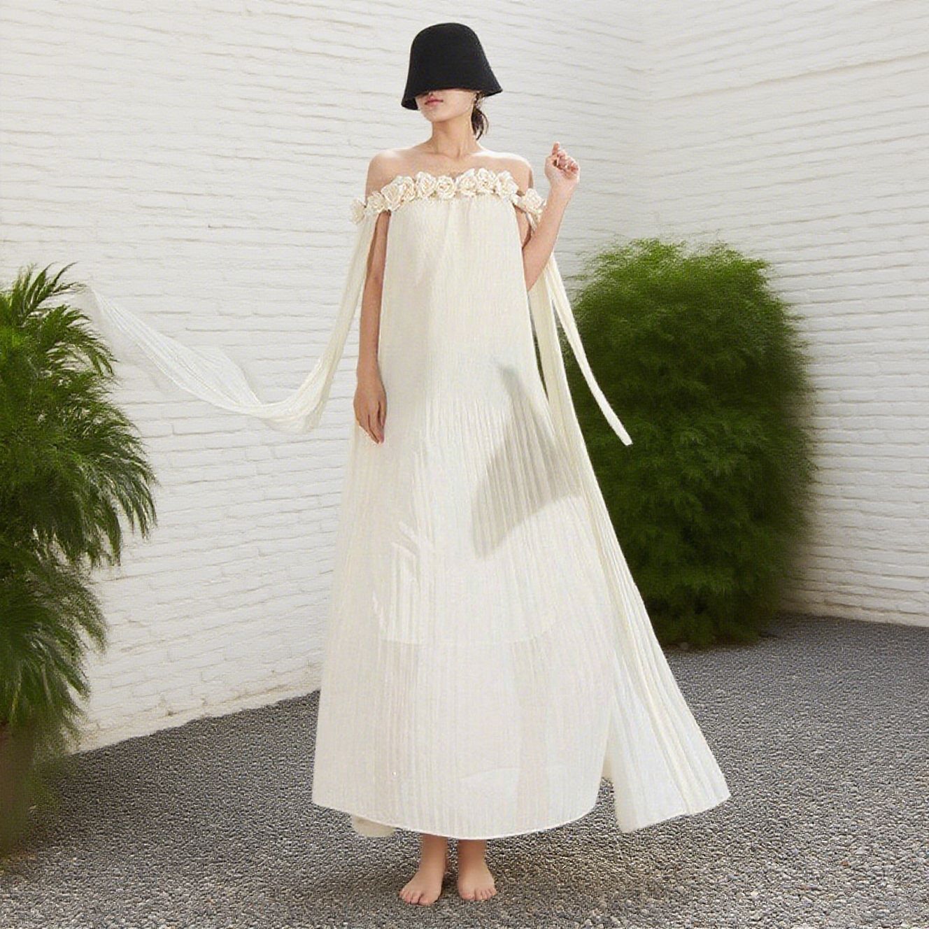 European and American Sexy Celebrity Dresses 2026 Spring New Fashion Strapless Floral Embellished Gown Dress for Women