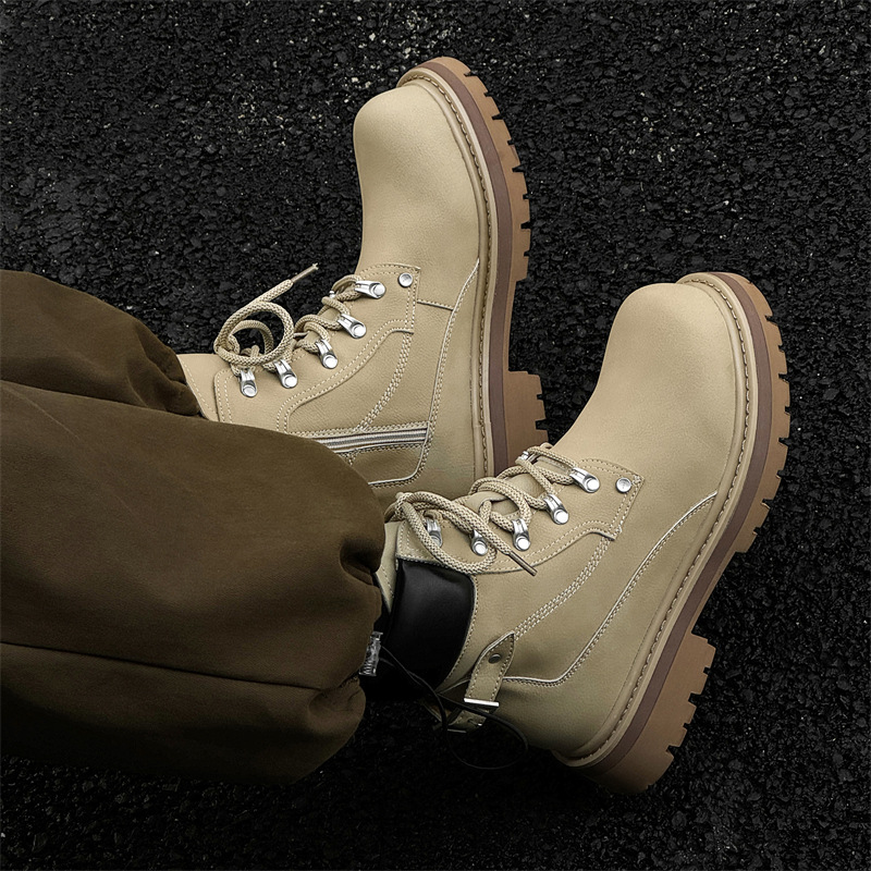 マーティンブーツ男2024新型英倫風工装靴復古高組靴アウトドア登山靴66590-j