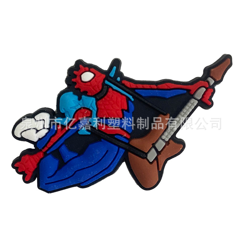 Superhéroe Spider-Man serie Anime agujero zapatos accesorios de jardín zapato flor accesorios de DIY Flor de zapato extraíble