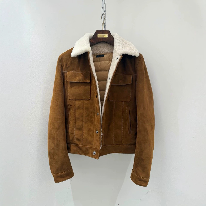 TF Men's Old Money Style 26 Winter New Collection: Thick, Retro Motorcycle Down Jacket with a Turn-Down Collar and Faux Fur Trim TF Men's Old Money Style 26 Winter New Collection: Thick, Retro Motorcycle Down Jacket with a Turn-Down Collar and Faux Fur Trim