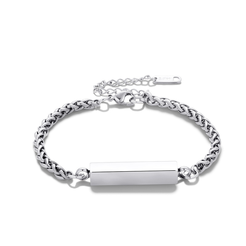 Cross-Border Stainless Steel Rectangular Column Bracelet That Can Open the Urn Bracelet and Can Be Engraved to Commemorate the Remains of Loved Ones and Pets