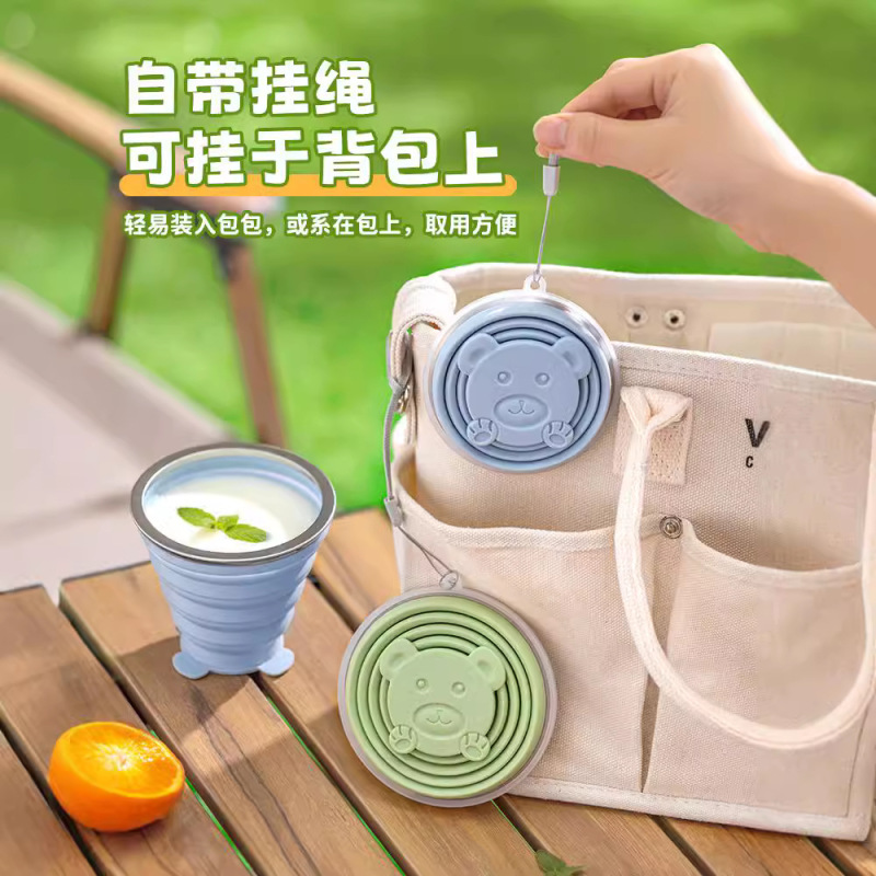 シリコン折りたたみカップ 食品グレード ハンディカップ 耐熱性 漏れ防止 シリコン折りたたみ水筒 ポータブル|undefined