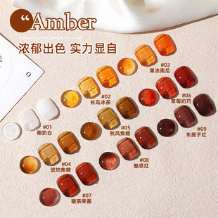 Internet Celebrant Popular Color Autumn and Winter Ice Penetrant Caramel Amber Nail Polish Oil Glue Hawksbill Amber Glazed Nail Oil Glue