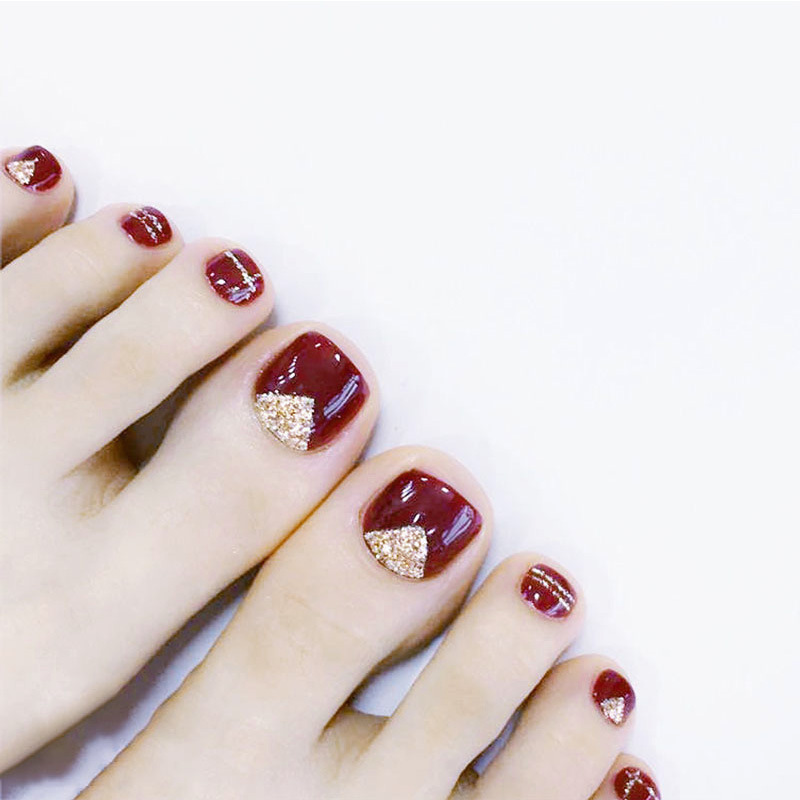 Comercio exterior oro líneas manicure pie pie pie piezas de manicure al por mayor otoño invierno venta caliente vino rojo uñas de los pies desgaste piezas de uñas de los pies