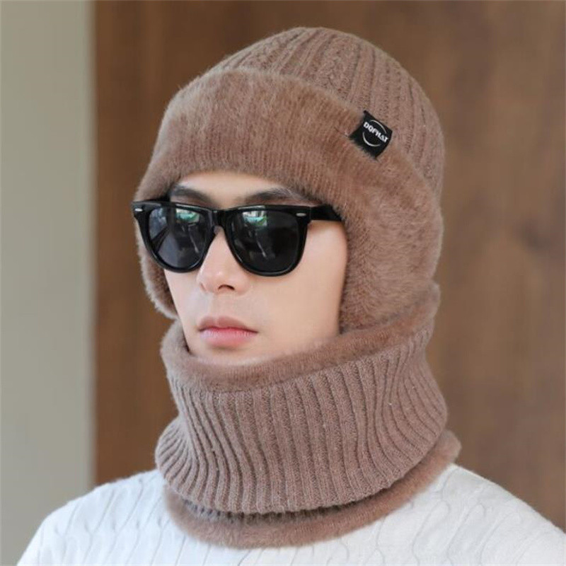 (2개) 남성용 겨울 모자 이어머프 플러스 벨벳 두꺼운 따뜻한 사이클링 추위 및 방풍 니트 모직 모자