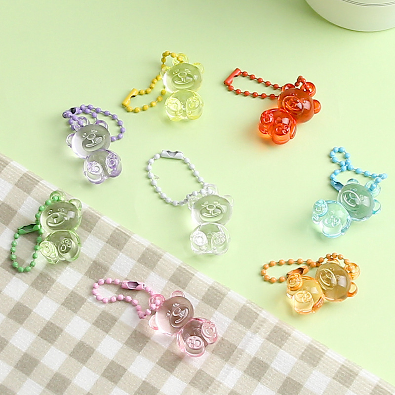 New Cute Creative Colorful Transparent Three-Dimensional Bear Pendant Keychain Simple and Versatile Couple Women's Bag Pendant New Cute Creative Colorful Transparent Three-Dimensional Bear Pendant Keychain Simple and Versatile Couple Women's Bag Pendant