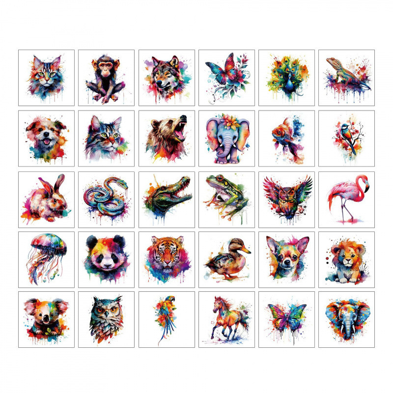 Cross-Border Tattoo Stickers for Children, Watercolor Animals, Tigers, Butterflies, Party Temporary Transfer Stickers Cross-Border Tattoo Stickers for Children, Watercolor Animals, Tigers, Butterflies, Party Temporary Transfer Stickers
