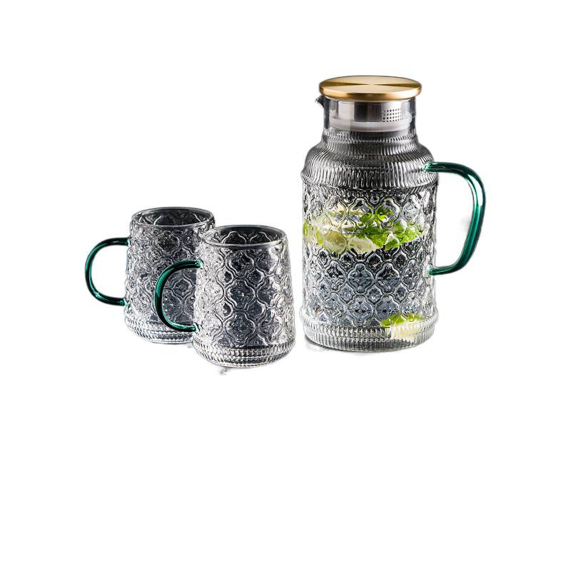 ベゴニアの花コールドケトルガラス高温耐性ハーブティーケトル家庭用水容器リビングルーム大容量コールドケトルカップ|undefined