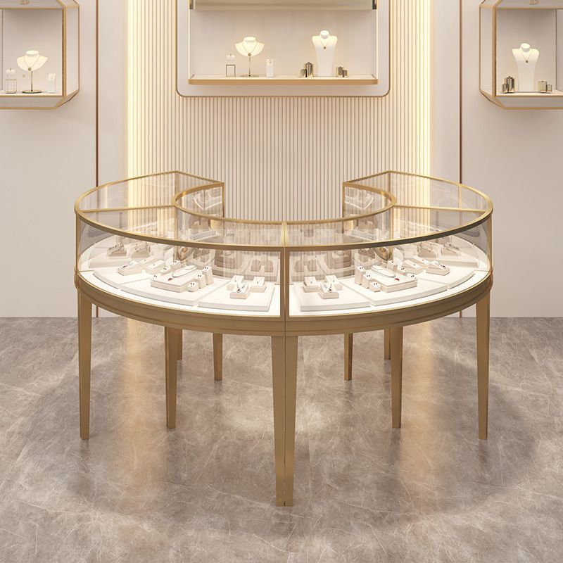 弧形珠宝展示柜黄金首饰柜台不锈钢圆弧珠宝柜商场玻璃珠宝柜