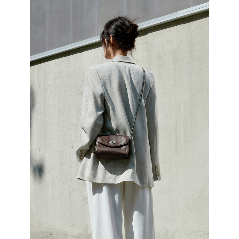 New Envelope Bag For Women Chain Crossbody Bag Genuine Leather Small Bag Vegetable Tanned Cowhide Retro Casual Shoulder Niche Bag - Thumbnail 4
