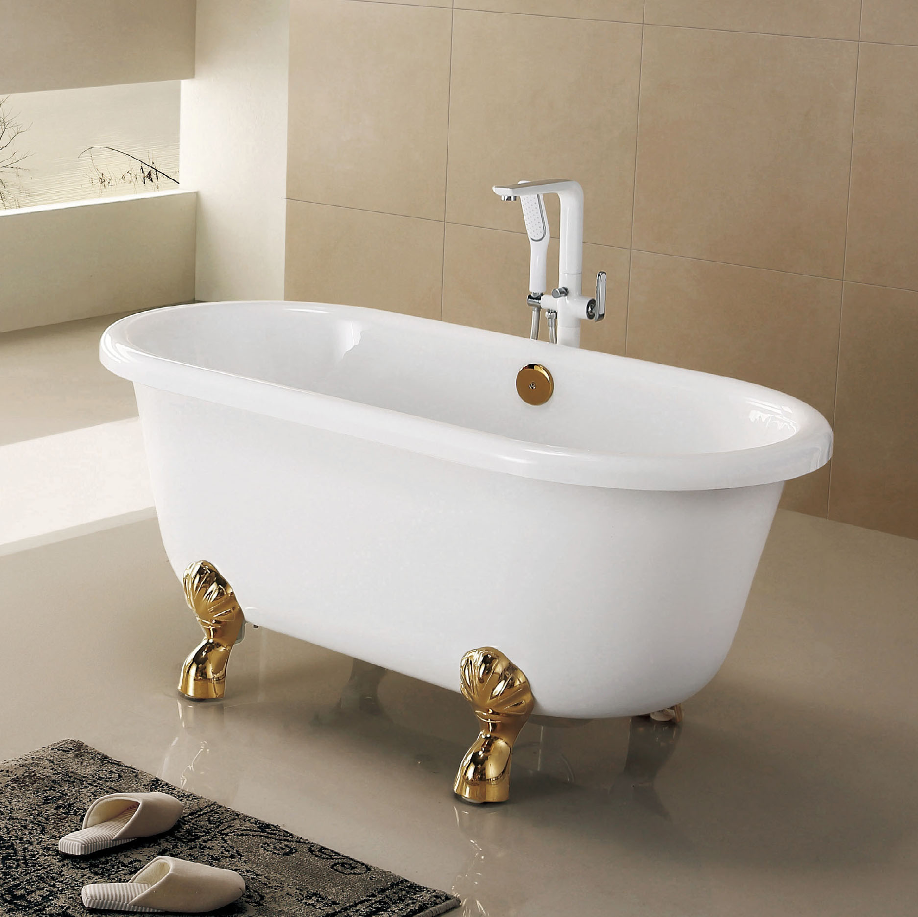 Sannora Bathroom Small Apartment Acrylic Bathtub All-in-One Thickened Insulation Hoodle European Style Bathtub