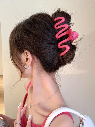 13CM Extra Large Cream Dopamine Wave Clip Summer Hair Clip Women's Back Hair Shark Clip Simple Headgear