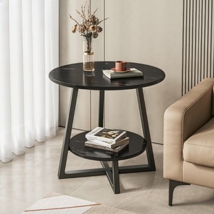 Small Round Table Coffee Table European Style Sofa Side Table Small Apartment Living Room Iron Mini Side Table Balcony Small Size Leisure Table