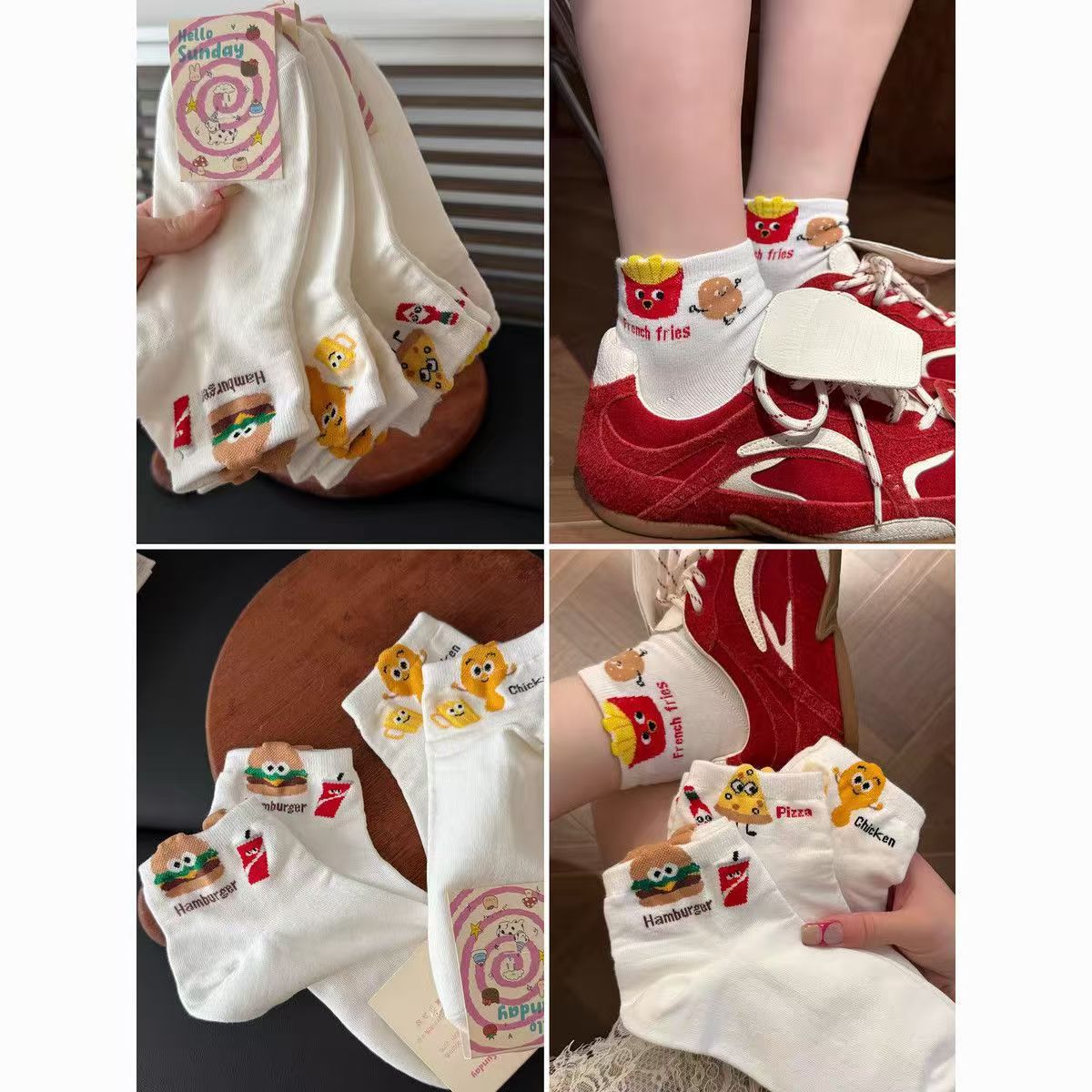 Zhuangyi chicas de moda de dibujos animados chicas estudiantes calcetines rojos calcetines de moda calcetines de barco calcetines al por mayor Zhuji