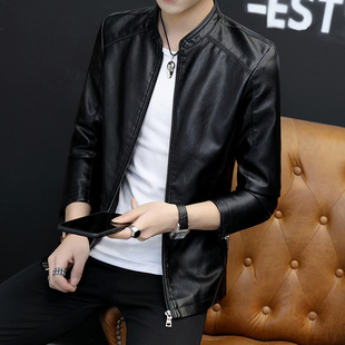 Motorcycle Leather Jacket Men's Autumn New Korean Style Slim-fit Fashionable Youth Men's Casual All-match Large Size Leather Jacket Coat