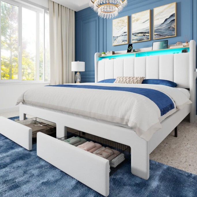 Cross-border Amazon velvet vertical suede large thick-bottomed bed frame factory-customized long storage upholstered bed Cross-border Amazon velvet vertical suede large thick-bottomed bed frame factory-customized long storage upholstered bed