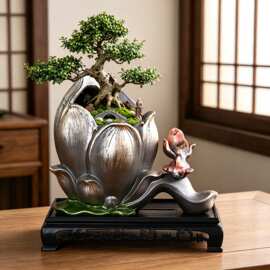 创意立体莲花浮雕陶瓷花盆中式复古室内茶桌禅意绿植造景专用花盆
