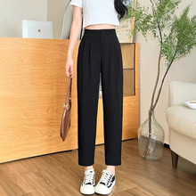 2025新款夏季窄版休闲西装裤女九分小个子春秋八分烟管萝卜哈伦裤