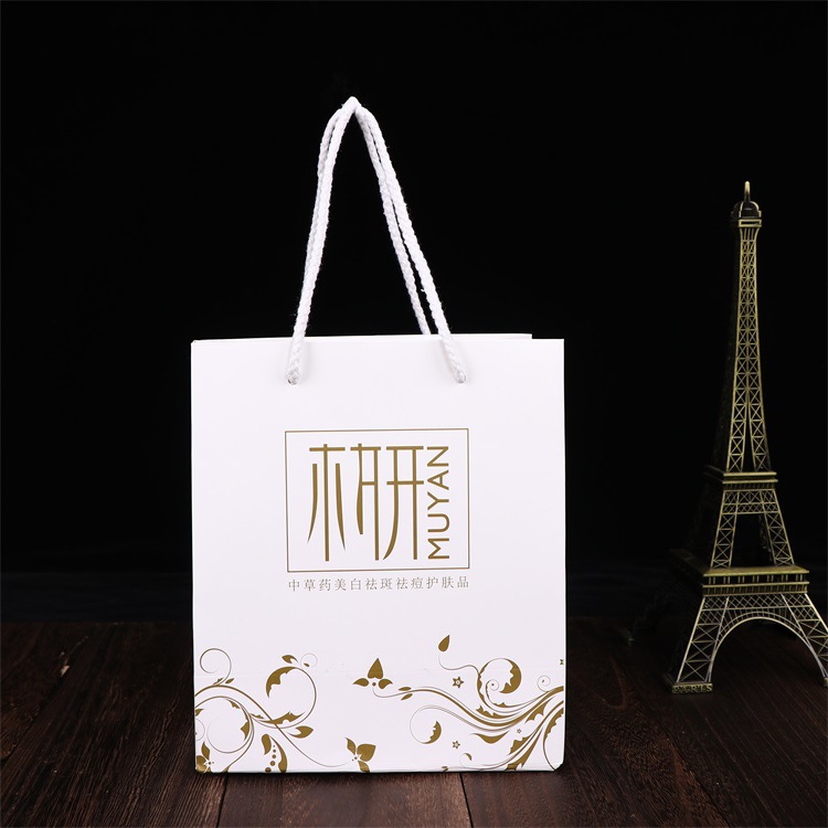 创意白卡纸服装店购物袋 烫金节日礼品袋定做 保健品酒水手提袋