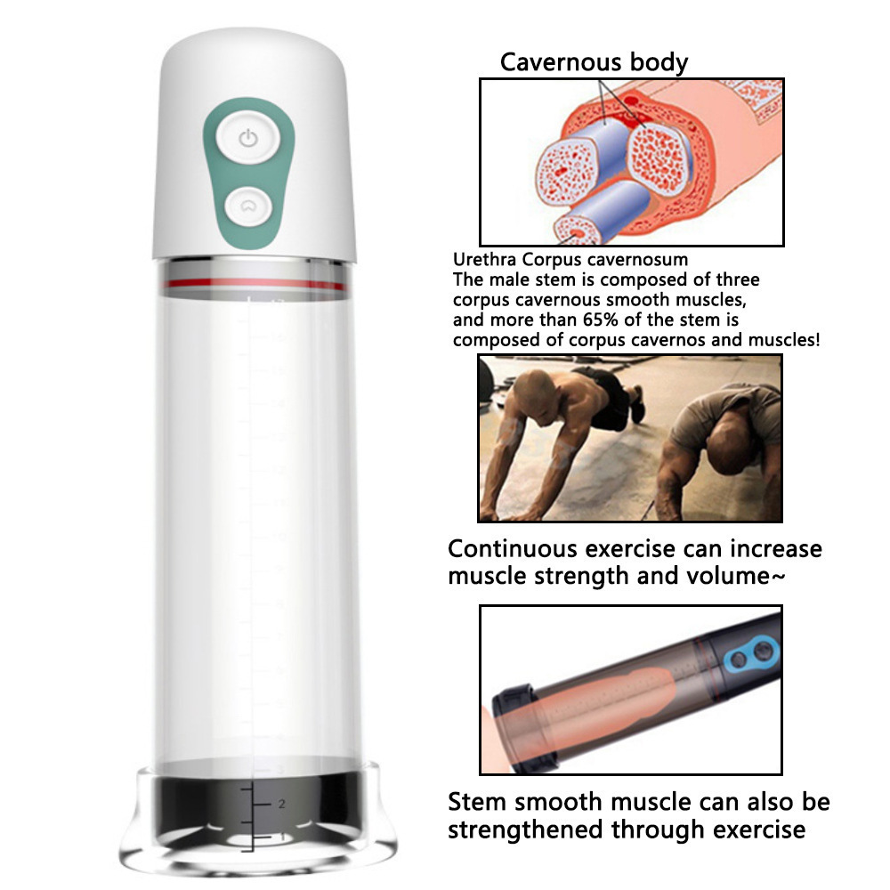 Negative Pressure Penis Pump Trainer, Manual Vacuum Exerciser, White Plastic — detail image 6