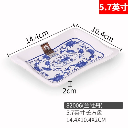 Blue and white plastic rectangular tableware for commercial use, wholesale
