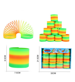 Children's spring color rainbow ring toy large rainbow ring 7.5 * 6.5CM spring ring magic hula ring toy