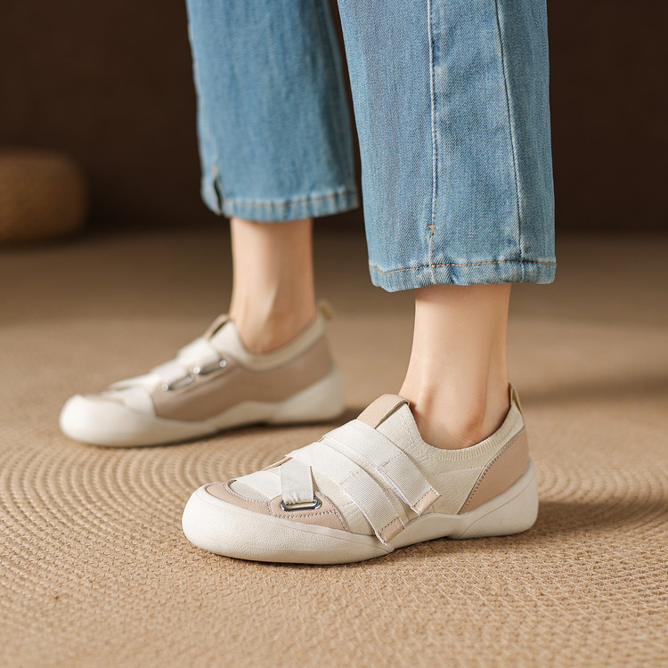 Giày sneaker nữ chunky đế dày da dê phối màu cao cấp — màu đen, màu trắng ngà chi tiết 66