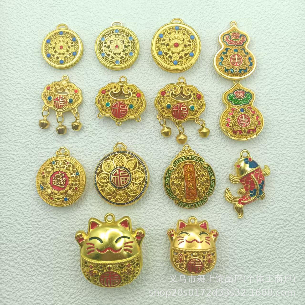 Matt Gold Lucky Cat Mobile Phone Pendant High-End God of Wealth Car Keychain Pendant Men's and Women's Key Mobile Phone Chain