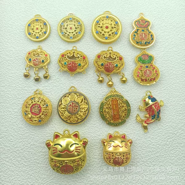 Matt Gold Lucky Cat Mobile Phone Pendant High-End God of Wealth Car Keychain Pendant Men's and Women's Key Mobile Phone Chain