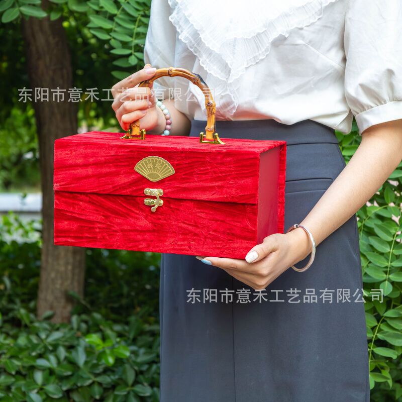 Hewan 2025 新製品 Shanhe Bamboo Rhythm 新しい中国風のベルベットのお土産ギフトボックスハイエンド竹ポータブルボックス|undefined